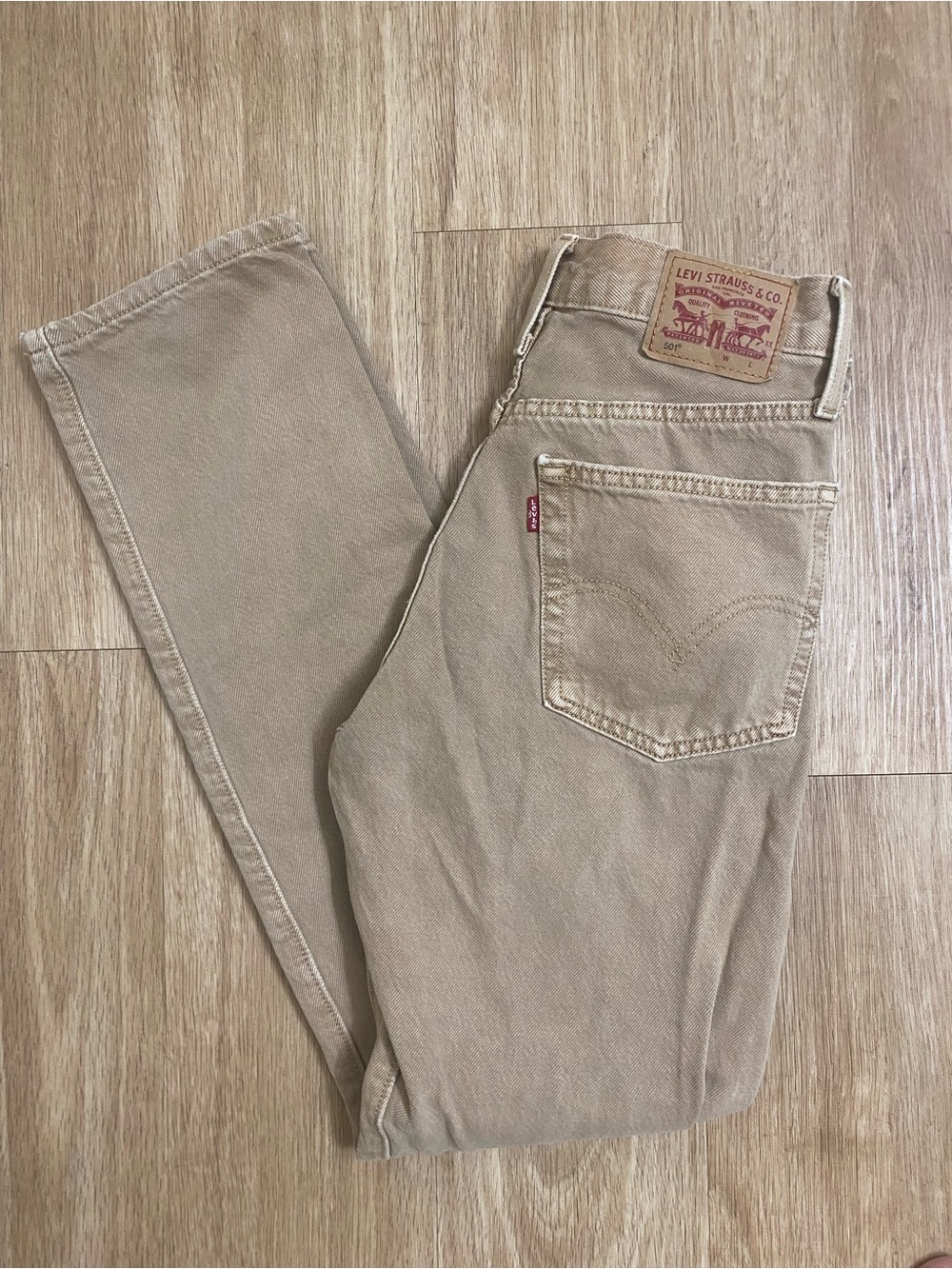 Levi's Women's  501 Straight Leg Jeans in beige Tan